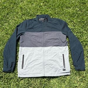 Travis Mathew Windbreaker Mens Large Blue Tri Color 1/4 Zip Pullover Jacket Golf